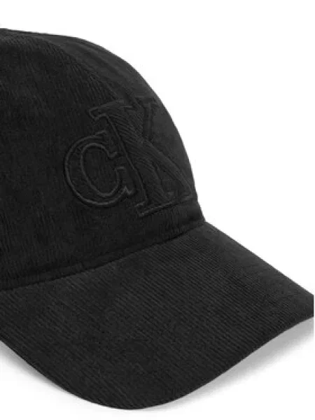 Kapa s šiltom Calvin Klein iz rebrastega žameta črna