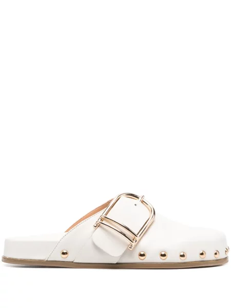 Papuci tip mules Twinset din piele cu cataramă