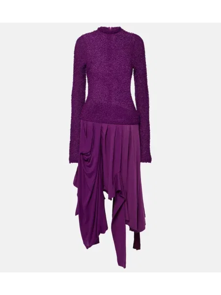 Rochie midi Acne Studios plisată până la genunchi de costum violet