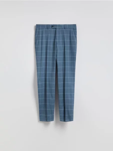 Reserved Pantaloni clasici în carouri metalizat albastru