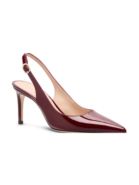 Czółenka Stuart Weitzman skórzana z otwartą piętą czerwona