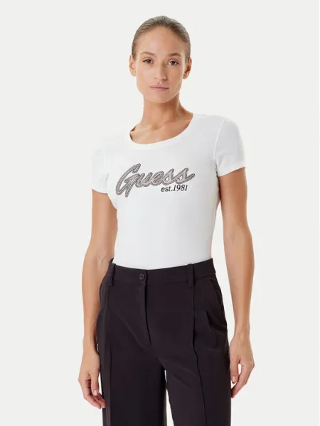 Къс тениска Guess бяло
