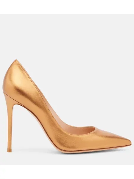 Pantofi cu toc Gianvito Rossi din piele auriu