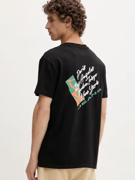 T-shirt o kroju regular fit z czystej bawełny Tommy Jeans czarna