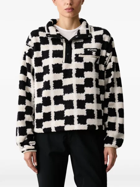 Pulover Columbia din fleece în carouri alb
