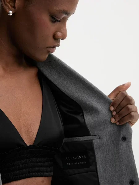 Жилет Allsaints однобортный серый