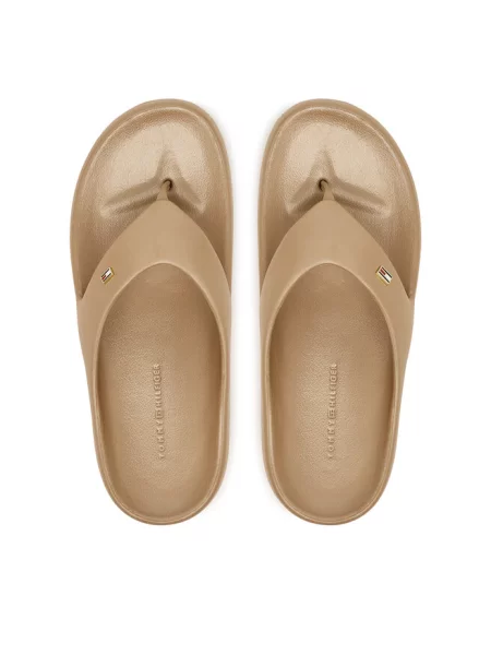 Japonki Tommy Hilfiger Pearlized Summer Sandal safari canvas pearlized beżowe