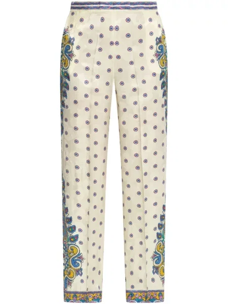 Pantaloni Etro cu imagine cu model paisley alb