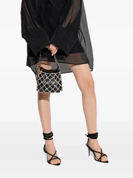 Geanta de piele Off-white din piele de cristal alb