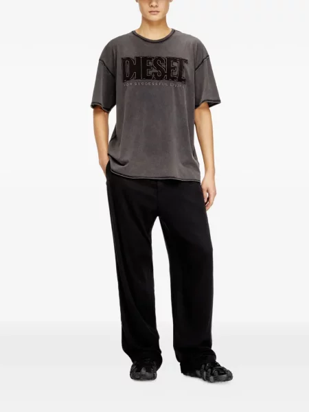 Tricou Diesel cu broderie scurt gri