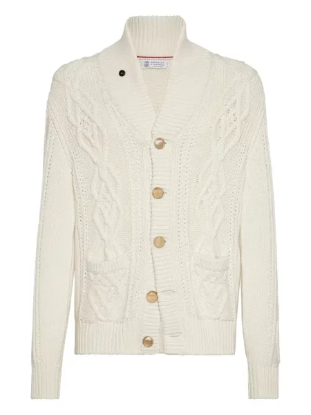 Плетена жилетка Brunello Cucinelli бяло