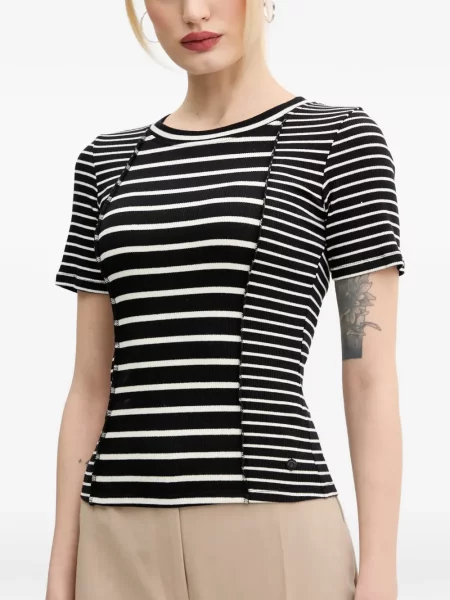 Scurt tricou Desigual cu dungi negru