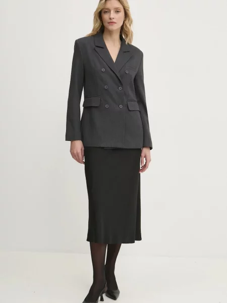 Сако Answear Lab с двуредно закопчаване с изчистен дизайн сиво