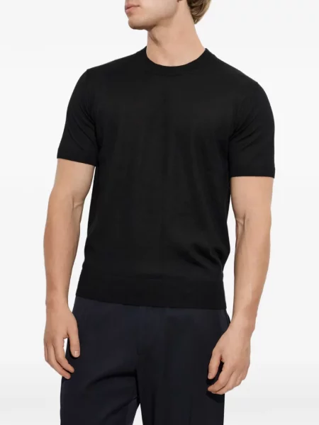 Scurt tricou Brioni cu decolteu rotund negru