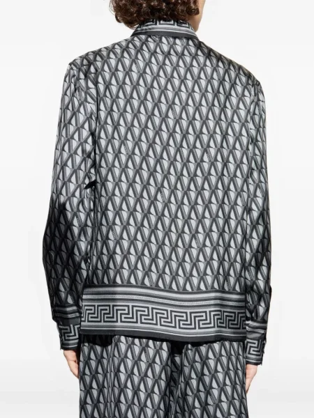 Cămașă Versace cu imprimeu geometric gri