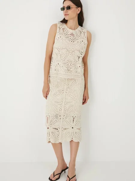 Medicine spódnica midi prosta beżowy