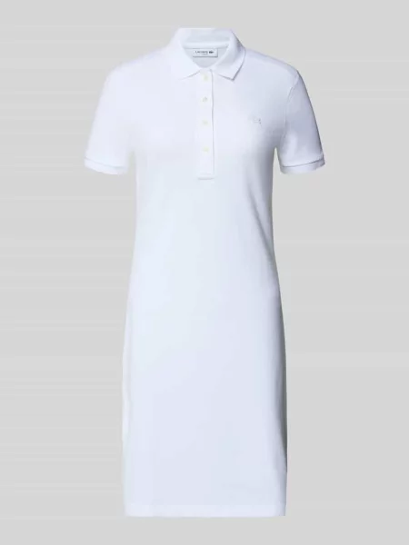 Sukienka polo z mieszanki bawełny krój slim fit Lacoste biała