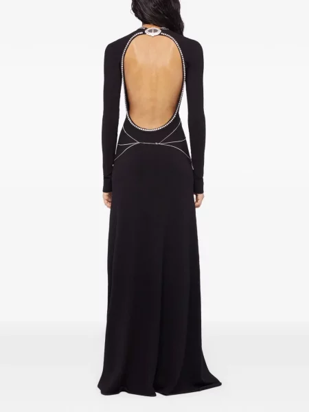 Rochie maxi Rabanne cu spatele deschis de costum negru