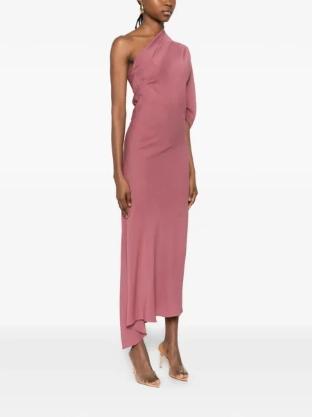 Rochie maxi Cortana cu un umăr gol de costum roz