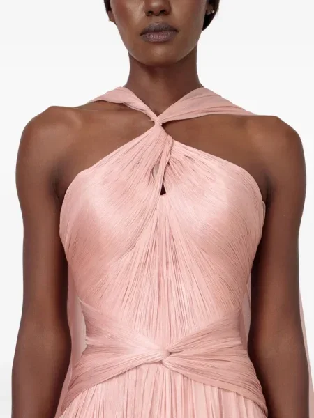 Rochie maxi Iris Serban cu pene de costum roz