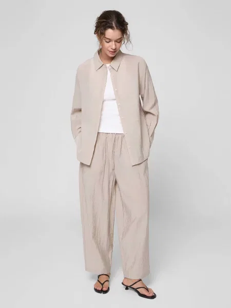 Повсякденні штани PRPY віскоза/нейлон бежевий