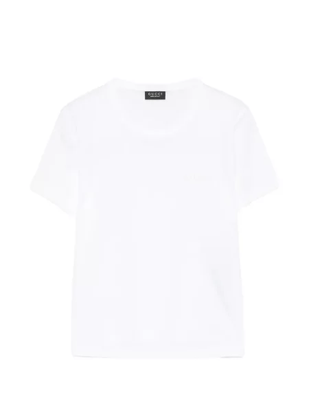 Tricou Gucci cu broderie din jerseu alb