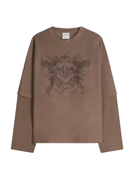 Bershka Mikina čokoládová / tmavě hnědá