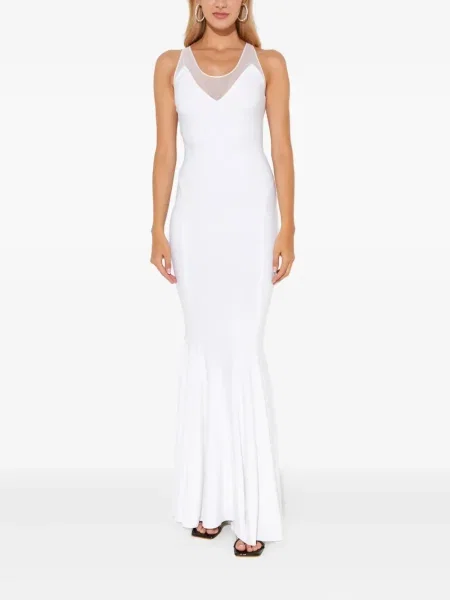 Rochie maxi Norma Kamali plasă de costum alb