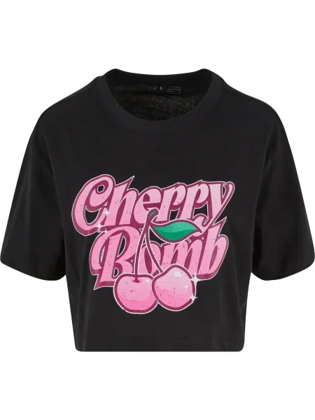Miss Tee Tricou supradimensional Cherry Bomb verde / roz alb negru