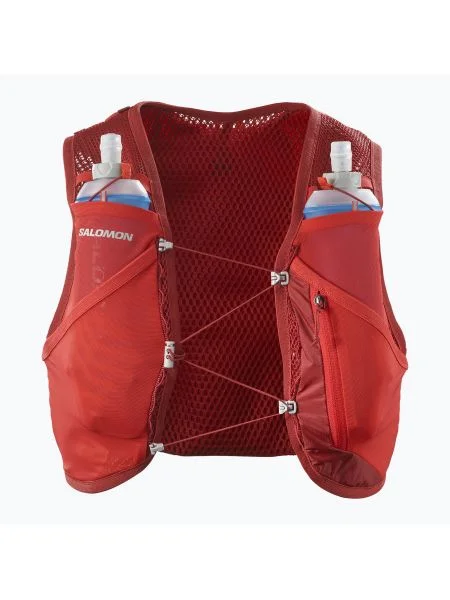 Salomon Active Skin 4 комплект далия/високорискова жилетка за бягане червена