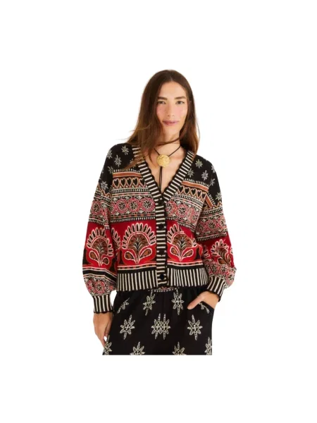 Dzianinowy kardigan Farm Rio czarny