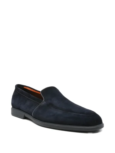 Pantofi loafer Santoni din piele de căprioară albastru