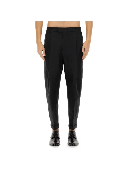 Lniane spodnie Dolce And Gabbana czarne
