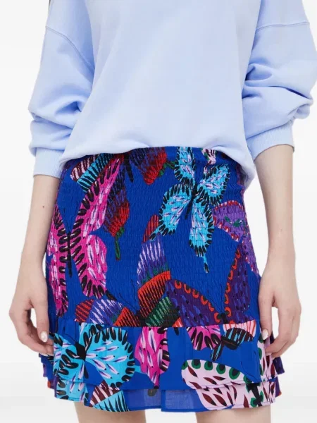 Fusta mini Desigual cu imagine albastru