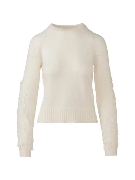 Pulover Kinross Cashmere cu franjuri din cașmir cu decolteu rotund