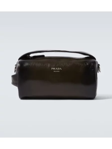 Usnjena torba Prada zelena