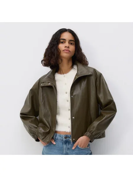 Reserved Melanžová péřová bunda hnědozelená