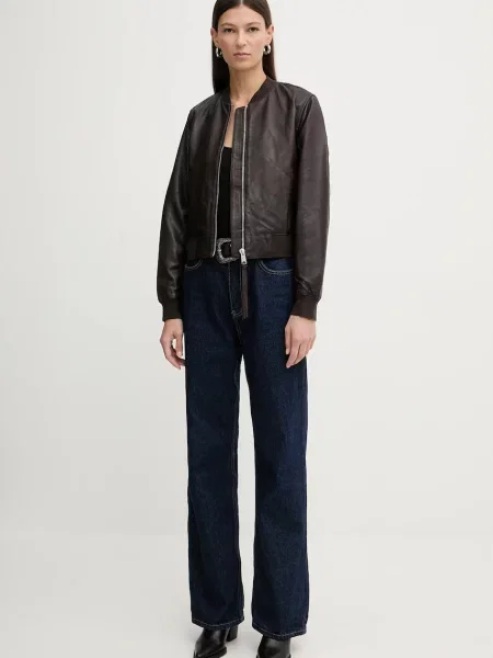 Шкіряна куртка AllSaints ORTEN BOMBER JACKET чорний