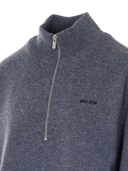 Pulover Miu Miu cu broderie gri