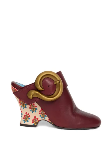 Papuci tip mules Etro cu model paisley cu cataramă roșu