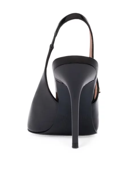 Iš natūralios odos bateliai Love Moschino slingback juoda