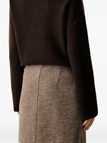 Fusta mini Marc O'polo din tweed în linie A maro