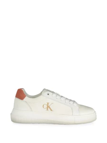 Sneakerși Calvin Klein cu șireturi cu imagine din dantelă alb