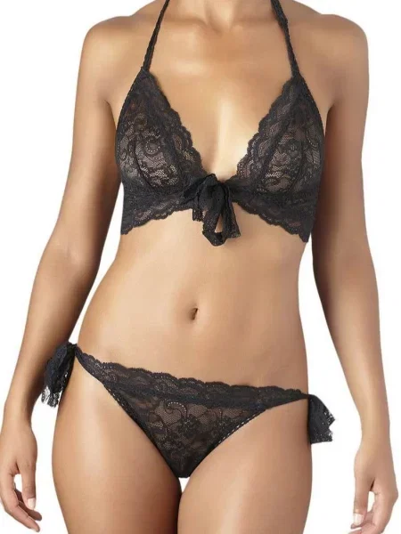 Кружевное боди чорне