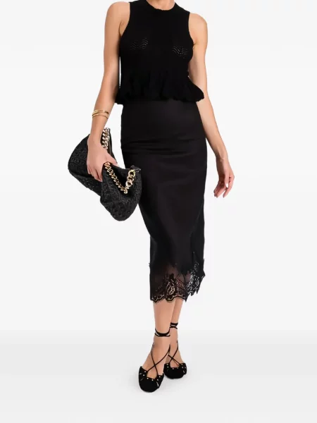 Fustă midi Twinset din dantelă negru
