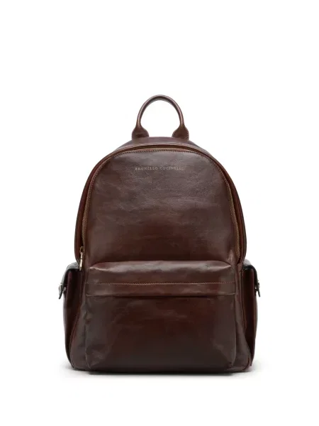 Rucsac Brunello Cucinelli din piele cu imagine maro