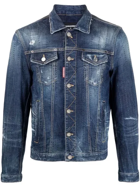 Geacă de blugi Dsquared2 zdrențuiți albastru