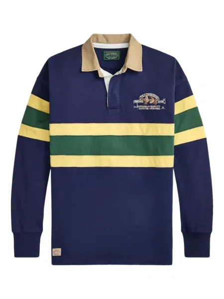 Dlouhá pruhovaná s límcem kšiltovka Polo Ralph Lauren modrá