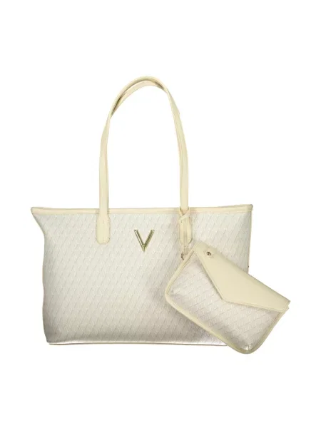 Lniana shopperka Valentino Bags beżowa