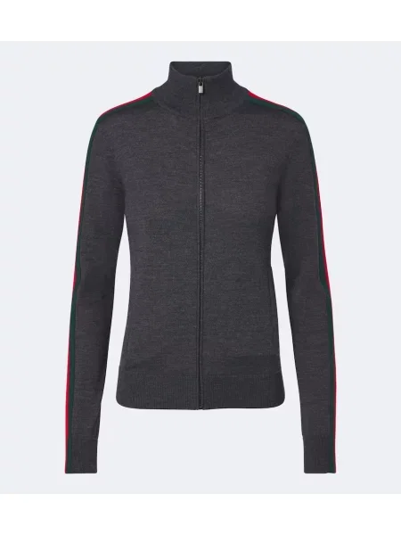 Cardigan Gucci de lână cu dungi gri
